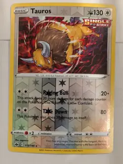 Tauros 115/198 Chilling Reign Pokemon Reverse Holo Foil Rare Nice! - Image 1