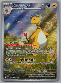 Ampharos 090/086 Me04: Chaos Rising Holo Pokemon TCG Near Mint NM Illustration - Image 1