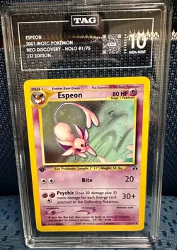 Pokemon Espeon Neo Discovery 1st Edition Holo Rare #1 TAG 10 Gem Mint - Image 1