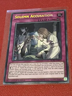 YuGiOh - BLZD-EN079 Solemn Accusation - Secret Rare Trap Card - Image 1