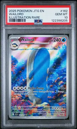2025 POKEMON JTG EN-JOURNEY TOGETHER ILLUSTRATION RARE #162 WAILORD PSA 10 - Image 1