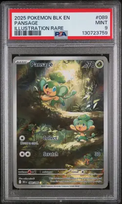 Pansage Illustration Rare Pokemon Blk En-Black Bolt 089/086 PSA 9 - Image 1