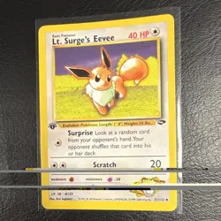 Pokemon Lt. Surge's Eevee 51/132 Gym Challenge 1st Edition Uncommon Basic 40 HP - Image 1