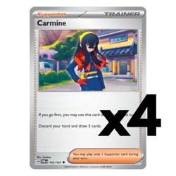 4x Carmine - 145/167 - SV06: Twilight Masquerade (TWM) Pokemon Playset x4 - Image 1