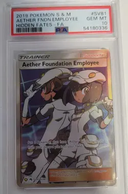 2019 POKEMON SUN & MOON HIDDEN FATES FULL ART/AETHER FOUNDATION EMPLOYEE PSA 10 - Image 1