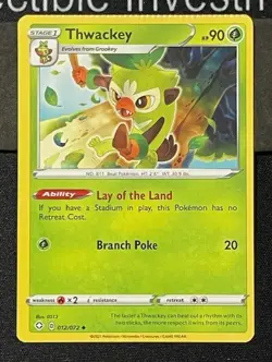 Pokemon Thwackey 012/072 Shining Fates Non Holo Uncommon Crimp Error - Image 1