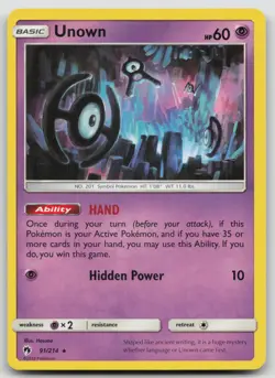 Unown 91/214 Lost Thunder Pokemon NM Rare - Image 1