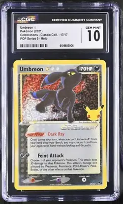 Pokemon Celebrations Umbreon Gold Star Pop series 5 17/17 CGC Gem Mint 10 - Image 1