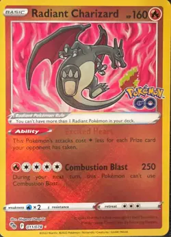 2022 POKEMON TCG, Radiant Charizard 011/078 Pokemon GO Holo, EBP-0097 - Image 1