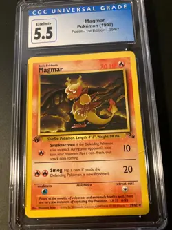 CGC 5.5 magmar fossil 1st edition Pokemon - Image 1