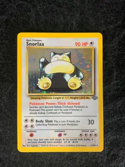 Pokemon TCG Snorlax 11/64 Jungle Holo Unlimited Rare Card 1999 LP - Image 1