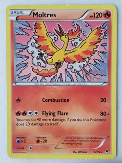 Moltres 9/124 LP / VLP - RARE Non Holo XY Fates Collide Pokemon Card OOYAMA Art - Image 1