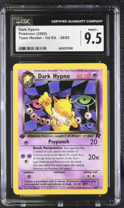 CGC 9.5 MINT+ Dark Hypno Team Rocket 1st Edition 26/82 Pokemon Card - Image 1