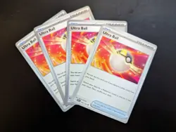 4x Ultra Ball 196/198 Scarlet & Violet Base Pokemon Trainer Card Playset - Image 1
