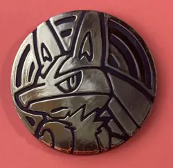 Lucario Silver Plastic Coin pokemon card game gold Coin Medal Very Rare - Image 1