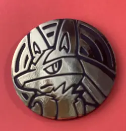 Lucario Silver Plastic Coin pokemon card game gold Coin Medal Very Rare - Image 2