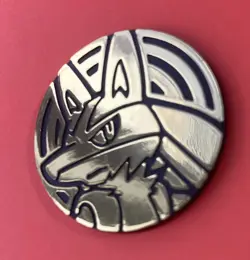 Lucario Silver Plastic Coin pokemon card game gold Coin Medal Very Rare - Image 3