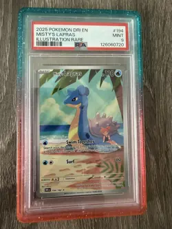 2025 POKEMON DRI EN-DESTINED RIVALS ILLUSTRATION RARE #194 MISTY'S LAPRAS PSA 9 - Image 1