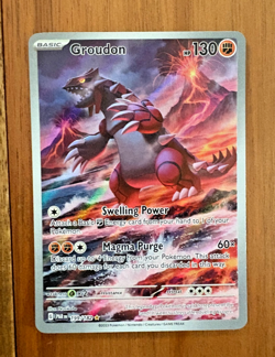 Pokemon Groudon 199/182 Paradox Rift Illustration Rare Holo Full Art 2023 NM TCG - Image 1