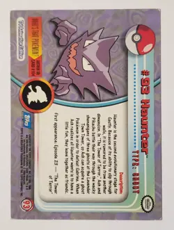 Pokemon TCG Topps Haunter 93 Pokemon Topps Series 1 TV Animation Edition English - Image 2