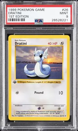 1999 POKEMON BASE SET 1ST EDITION #26 DRATINI PSA 9 - Image 1