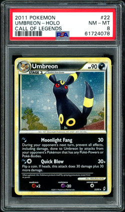 2011 POKEMON CALL OF LEGENDS UMBREON #22 HOLO PSA 8 NM - Image 1