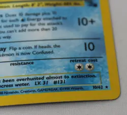 Pokemon Lapras 1st Ed Fossil #10 Holo Rare - Image 3