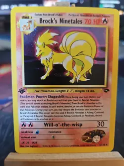 Pokemon TCG Brock's Ninetales 1st Edition Holo Rare 3/132 Gym Challenge NM-/LP+ - Image 1