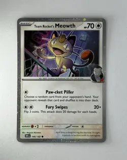 Team Rocket's Meowth Promo Cosmos Holo SV10: Destined Rivals #149/182 Pokemon - Image 1