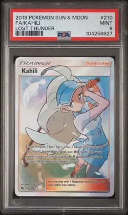 2018 Pokemon Sun & Moon Lost Thunder Kahili #210 PSA 9 Mint Reverse Holo - Image 1