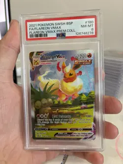 Flareon VMAX SWSH180 SWSH: Sword & Shield Promo Cards Holo PSA 8 - Image 1