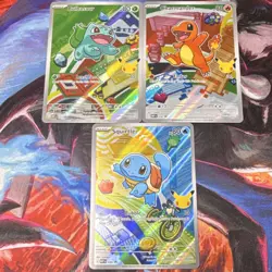 Pokemon TCG MEP Holo Promo 3-Card Lot Bulbasaur/Charmander/Squirtle 037-039 Used - Image 1