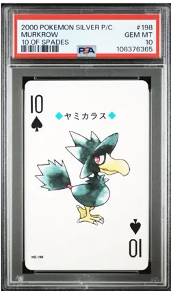 2000 POKEMON SILVER VERSION PLAYING CARDS 198 MURKROW 10 OF SPADES PSA10 - Image 1