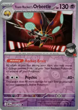 089/182 TEAM ROCKET'S ORBEETLE REVERSE HOLO DESTINED RIVALS POKEMON CARD - Image 1