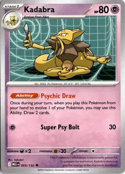 Kadabra 055/132 ME01: Mega Evolution Pokemon Card TCG - Image 1