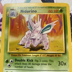 Nidorino 37/102 - Common 1999 English Base Set Pokemon Card - Near Mint NM - Image 3