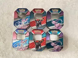 Pokemon TCG Eeveelutions Espeon Sylveon Umbreon (2 each) EMPTY Tins; Lot of 6 - Image 1