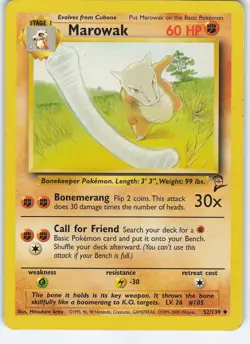 Marowak 052/130 Base Set 2 Uncommon MP Pokemon - Image 1