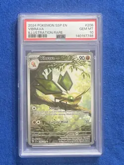 2024 POKEMON SSP EN-SURGING SPARKS #206 VIBRAVA ILLUSTRATION RARE PSA 10 - Image 1