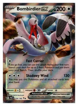 Bombirdier ex 156/182 Paradox Rift Double Rare Pokemon NM - Image 1
