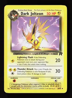 Dark Jolteon 38/82 Uncommon Team Rocket Pokemon Unlimited Moderately Played - Image 1