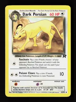 Dark Persian 42/82 Uncommon Team Rocket Pokemon Unlimited Moderately Played - Image 1