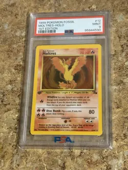 Pokemon 1st Edition Moltres 12/62 - PSA 9 MINT - Vintage Fossil Holo Rare! - Image 1