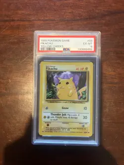 1999 Pokemon Game Pikachu Yellow Cheeks PSA 6 - Image 1