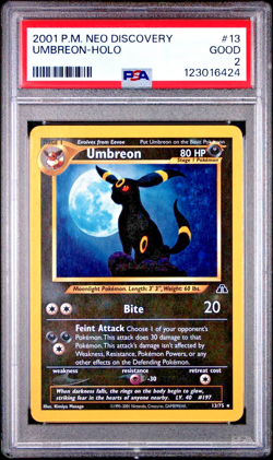 PSA 2 GOOD 2001 Neo Discovery Umbreon 13/75 Holo Foil Pokemon WOTC Moonbreon - Image 1