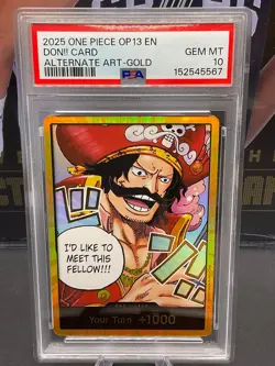 2025 One Piece EN OP13 Don!! Card Alternate Art - Gold PSA 10 GEM MINT - Image 1