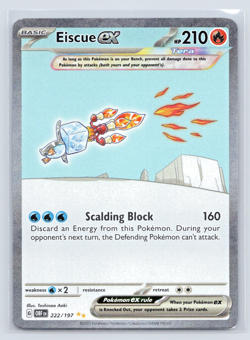 Eiscue ex - 222/197 - Pokemon Obsidian Flames Special Illustration Rare Card NM - Image 1