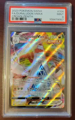PSA 9 MINT 2023 POKEMON SWSH CROWN ZENITH DURALUDON VMAX FULL ART 104/159 - Image 1