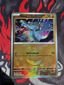 MASTERBALL RIOLU Pokemon Prismatic Evolutions Reverse Holo 050/131 English - Image 1