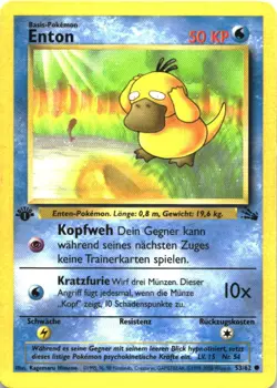 Psyduck 53/62 Common Fossil Pokemon 1st Edition German Moderately Played - Image 1